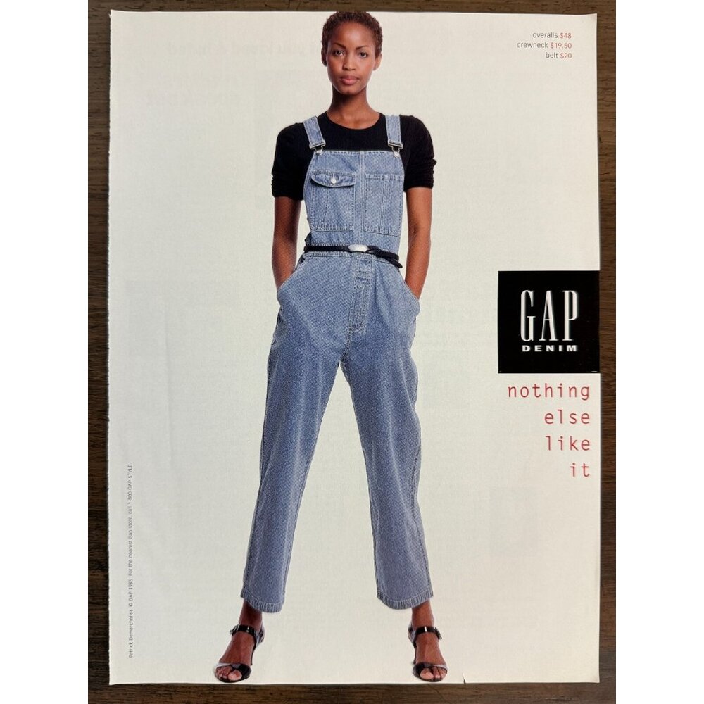 Vintage 1995 Gap African American Girl in Denim Overalls Advertisement Print Ad